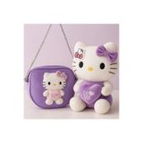 Toyzoy Toys Hello Kitty Mor Peluş Oyuncak 35cm + Deri Çanta – Şık Hediye Seti