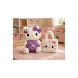 Toyzoy Toys Hello Kitty Mor Peluş Oyuncak 35CM + Peluş Çanta – Şık Hediye Seti