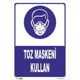 Toz Maskeni Kullan Levhası - Galvaniz Saç 0.4mm - 15X21 cm - Tekli