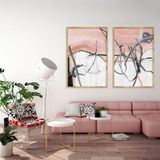 Toz Pembe İkili Set - Yağlı Boya Dokulu Tablo