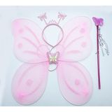 Toz Pembe Renk Kelebek Kanadı Tacı ve Sopası 50x37 cm (5264)