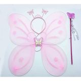 Toz Pembe Renk Kelebek Kanadı Tacı Ve Sopası 50X37 Cm (5433)