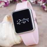Toz Pembe Silikon Kordonlu Dokunmatik Led Ekran Dijital Kol Saat ST-303730