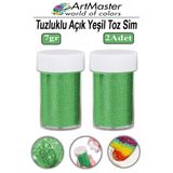 Toz Sim Açık Yeşil 2 Adet 7 Gr Tuzluklu Etkinlik Ders Okul Slime Dekorasyon Renkli Toz Sim Dekor Süsleme