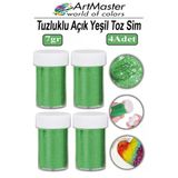 Toz Sim Açık Yeşil 4 Adet 7 Gr Tuzluklu Etkinlik Ders Okul Slime Dekorasyon Renkli Toz Sim Dekor Süsleme