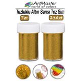 Toz Sim Altın Sarı 2 Adet 7 Gr Tuzluklu Etkinlik Ders Okul Slime Dekorasyon Renkli Toz Sim Dekor Süsleme