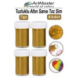 Toz Sim Altın Sarı 4 Adet 7 Gr Tuzluklu Etkinlik Ders Okul Slime Dekorasyon Renkli Toz Sim Dekor Süsleme