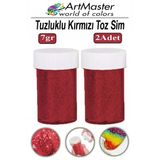 Toz Sim Kırmızı 2 Adet 7 Gr Tuzluklu Etkinlik Ders Okul Slime Dekorasyon Renkli Toz Sim Dekor Süsleme