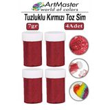 Toz Sim Kırmızı 4 Adet 7 Gr Tuzluklu Etkinlik Ders Okul Slime Dekorasyon Renkli Toz Sim Dekor Süsleme