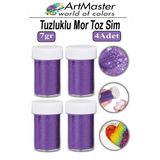 Toz Sim Mor 4 Adet 7 Gr Tuzluklu Etkinlik Ders Okul Slime Dekorasyon Renkli Toz Sim Dekor Süsleme
