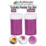 Toz Sim Pembe 2 Adet 7 Gr Tuzluklu Etkinlik Ders Okul Slime Dekorasyon Renkli Toz Sim Dekor Süsleme