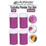 Toz Sim Pembe 4 Adet 7 Gr Tuzluklu Etkinlik Ders Okul Slime Dekorasyon Renkli Toz Sim Dekor Süsleme