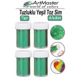 Toz Sim Yeşil 4 Adet 7 Gr Tuzluklu Etkinlik Ders Okul Slime Dekorasyon Renkli Toz Sim Dekor Süsleme