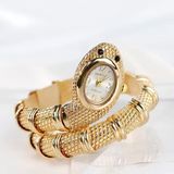 Toz Vintage Allera Kadın Yılan Görünümlü Retro Saat Rose Gold Metal Kasa Suya Dayanıklı