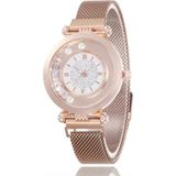 Toz Vintage Alloy Taşlı Yuvarlak Kol Saati - Krem Rengi