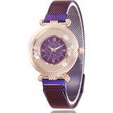Toz Vintage Alloy Taşlı Yuvarlak Kol Saati - Mor - Beyaz