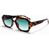Toz Vintage Azielle Leopar Desenli Yeşil Cam Vintage Retro Güneş Gözlüğü