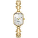 Toz Vintage Cuviane Gold Beyaz Geometrik Kordon Minimal Kadın Vintage Retro Saat - Sarı