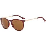 Toz Vintage Eroni Kahverengi Retro Oval Kemik Ince Metal Sap Unisex UV400 Vintage Retro Güneş Gözlüğü