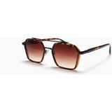 Toz Vintage Favon Kahverengi Retro Köşeli Metal Ince Sap Unisex UV400 Vintage Retro Güneş Gözlüğü