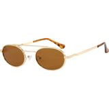 Toz Vintage Ferin Kahverengi Retro Oval Metal Ince Sap Unisex UV400 Vintage Retro Güneş Gözlüğü