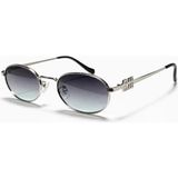 Toz Vintage Ferin Metal Retro Oval Metal Ince Sap Unisex UV400 Vintage Retro Güneş Gözlüğü - Gümüş