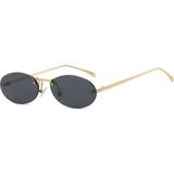 Toz Vintage Fuvion Gold Retro Oval Metal Ince Sap Unisex UV400 Vintage Retro Güneş Gözlüğü - Lacivert