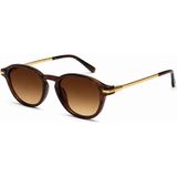 Toz Vintage Glavon Kahve Gold Detaylı Vintage Retro Kemik Çerçeve Güneş Gözlüğü - Kahverengi