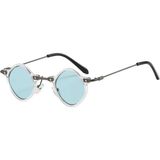 Toz Vintage Glossy Mavi Cam Şeffaf Yuvarlak Kemik Çerçeve Vintage Retro Güneş Gözlüğü - Yeşil