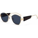 Toz Vintage Hovira Gold Siyah Detaylı Siyah Camlı Vintage Retro Güneş Gözlüğü