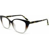 Toz Vintage Humbert Kahverengi - Bej Kemik Çerçeve Desenli Yeşil Sap Optik Uyumlu Vintage Retro Gözlük - Haki Yeşil