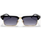 Toz Vintage Jarin Gold Degrade Cam Yarım Metal Detaylı Unisex UV400 Vintage Retro Güneş Gözlüğü - Lacivert