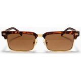 Toz Vintage Jarin Leopar Desenli Yarım Retro Metal Detaylı Unisex UV400 Vintage Retro Güneş Gözlüğü - Çok Renkli