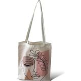Toz Vintage Kanvas Yüz Desenli Çift Yön Desenli Bez Omuz Çanta - 35 x 35 - Pembe