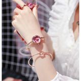 Toz Vintage Kırmızı Luna Vintage Retro Metal Ince Bileklik Kol Saati - Beyaz - Pembe