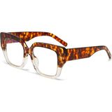 Toz Vintage Kovelle Leopar - Beyaz Detaylı Büyük Çerçeve Vintage Retro Gözlük