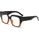 Toz Vintage Kovelle Siyah - Leopar Detaylı Büyük Çerçeve Vintage Retro Gözlük