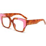 Toz Vintage Kovelle Turuncu - Pembe Detaylı Büyük Çerçeve Vintage Retro Gözlük