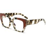 Toz Vintage Kovelle Zebra - Kahve Detaylı Büyük Çerçeve Vintage Retro Gözlük - Şeffaf - Mavi