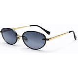 Toz Vintage Luvron Siyah Cam Gold Retro Oval Ince Sap Unisex UV400 Vintage Retro Güneş Gözlüğü - Lacivert