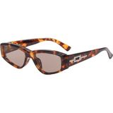 Toz Vintage Mikado Leopar Kemik Çerçeve Dikdörtgen Vintage Retro Güneş Gözlüğü