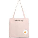 Toz Vintage Mini Papatya Desenli Fermuarlı Bez Omuz Kol Çantası - 35 x 35 - Açık Pembe
