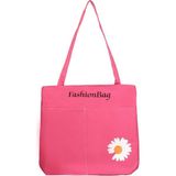 Toz Vintage Mini Papatya Desenli Fermuarlı Bez Omuz Kol Çantası - 35 x 35 - Pembe