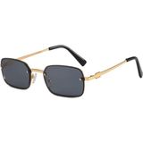 Toz Vintage Ormin Gold Siyah Cam Dikdörtgen Siyah Cam Unisex UV400 Vintage Retro Güneş Gözlüğü - Lacivert