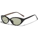 Toz Vintage Ovian Leopar Şeffaf Kemik Çerçeve Sarı Cam Vintage Retro Oval Güneş Gözlüğü