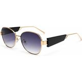 Toz Vintage Plezen Gold Metal Çerçeveli Degrade Camlı Oval Vintage Retro Güneş Gözlüğü - Siyah