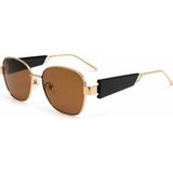 Toz Vintage Plezen Gold Metal Çerçeveli Kahverengi Camlı Oval Vintage Retro Güneş Gözlüğü