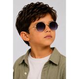 Toz Vintage Polvo Siyah Cam Gold Çerçeve Yuvarlak Çocuk Güneş Gözlüğü - Altın