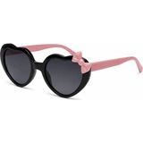 Toz Vintage Povi Siyah Kalp Çerçeve Pembe Sap Fiyonk Detaylı Çocuk Güneş Gözlüğü