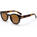 Toz Vintage Purzen Leopar Desenli Retro Yuvarlak Kemik Cam Unisex UV400 Vintage Retro Güneş Gözlüğü - Çok Renkli